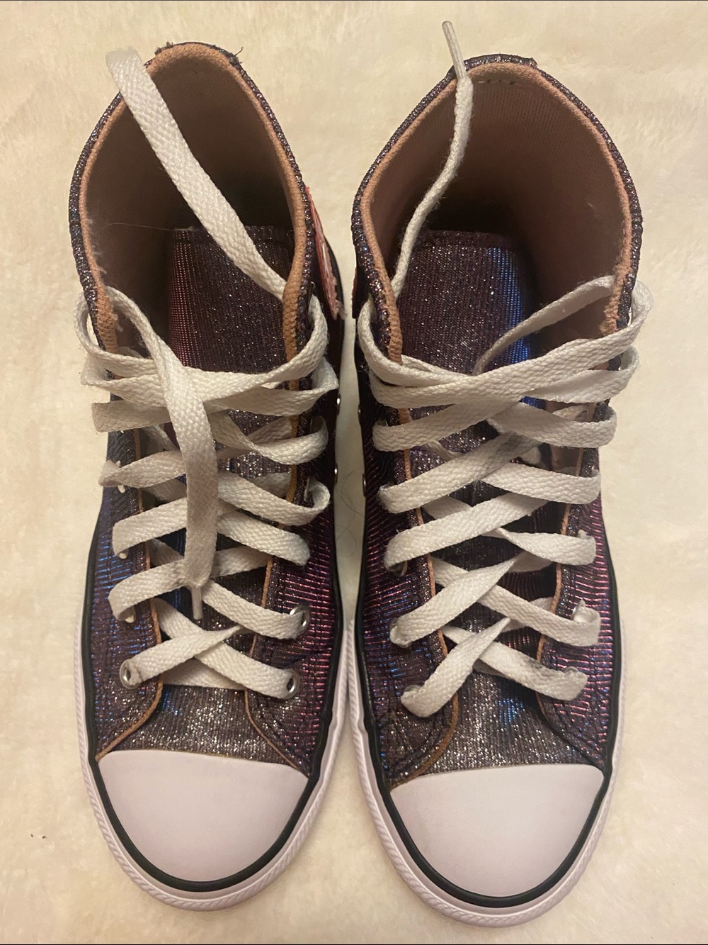 Converse Women’s Iridescent High-Top Sneakers with White Laces